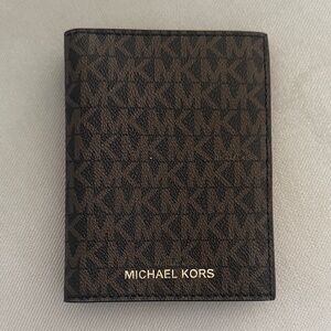 Michael Kors Dark Brown Monogram passport wallet
